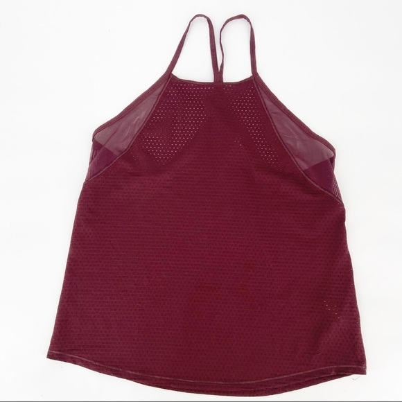 Athleta Burgundy Chi Dot Mesh Racerback Tank Small - Picture 2 of 7